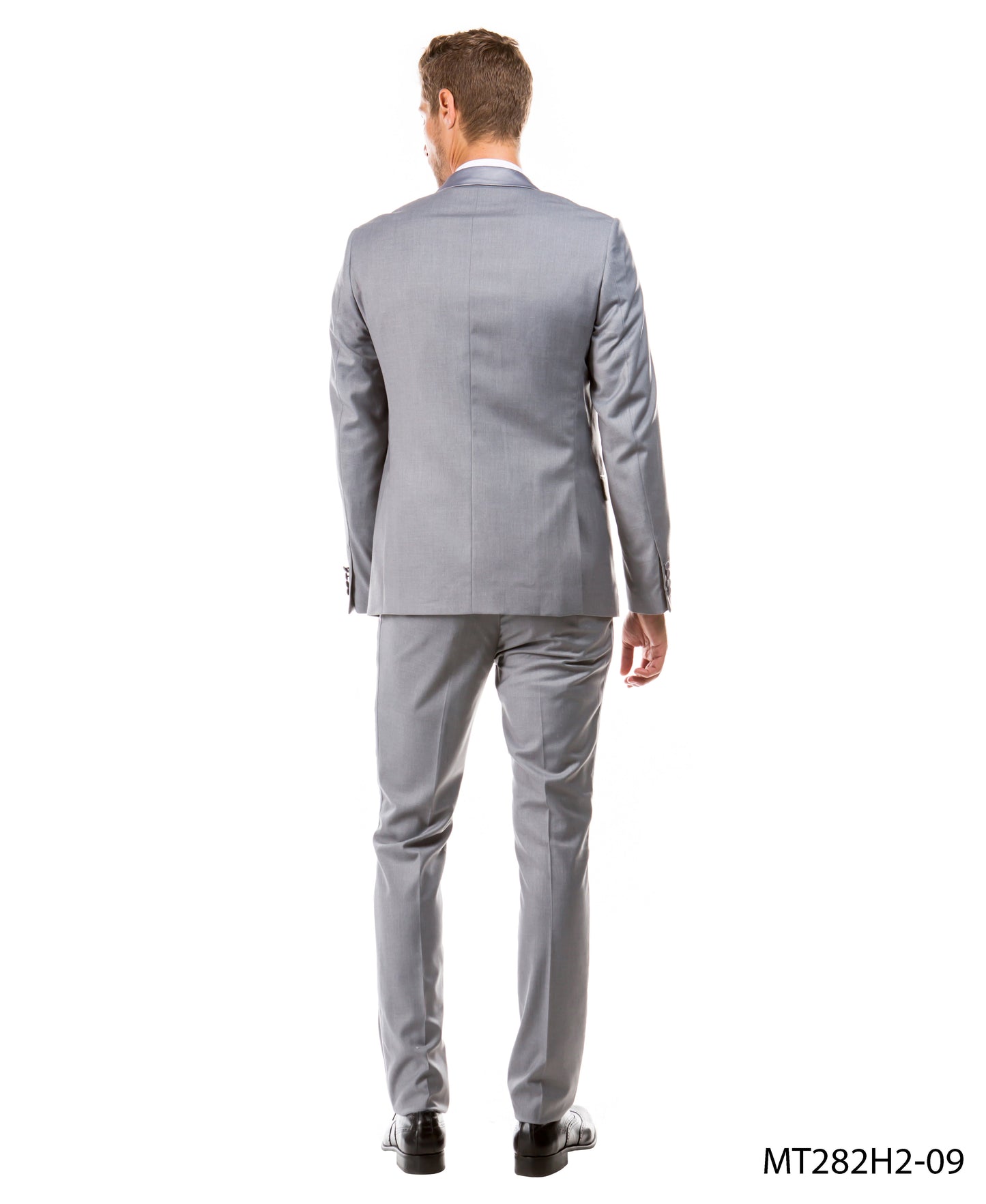 Grey on Grey Satin Notch Lapel Hybrid Fit  2 Piece Sean Alexander Men's Tuxedo