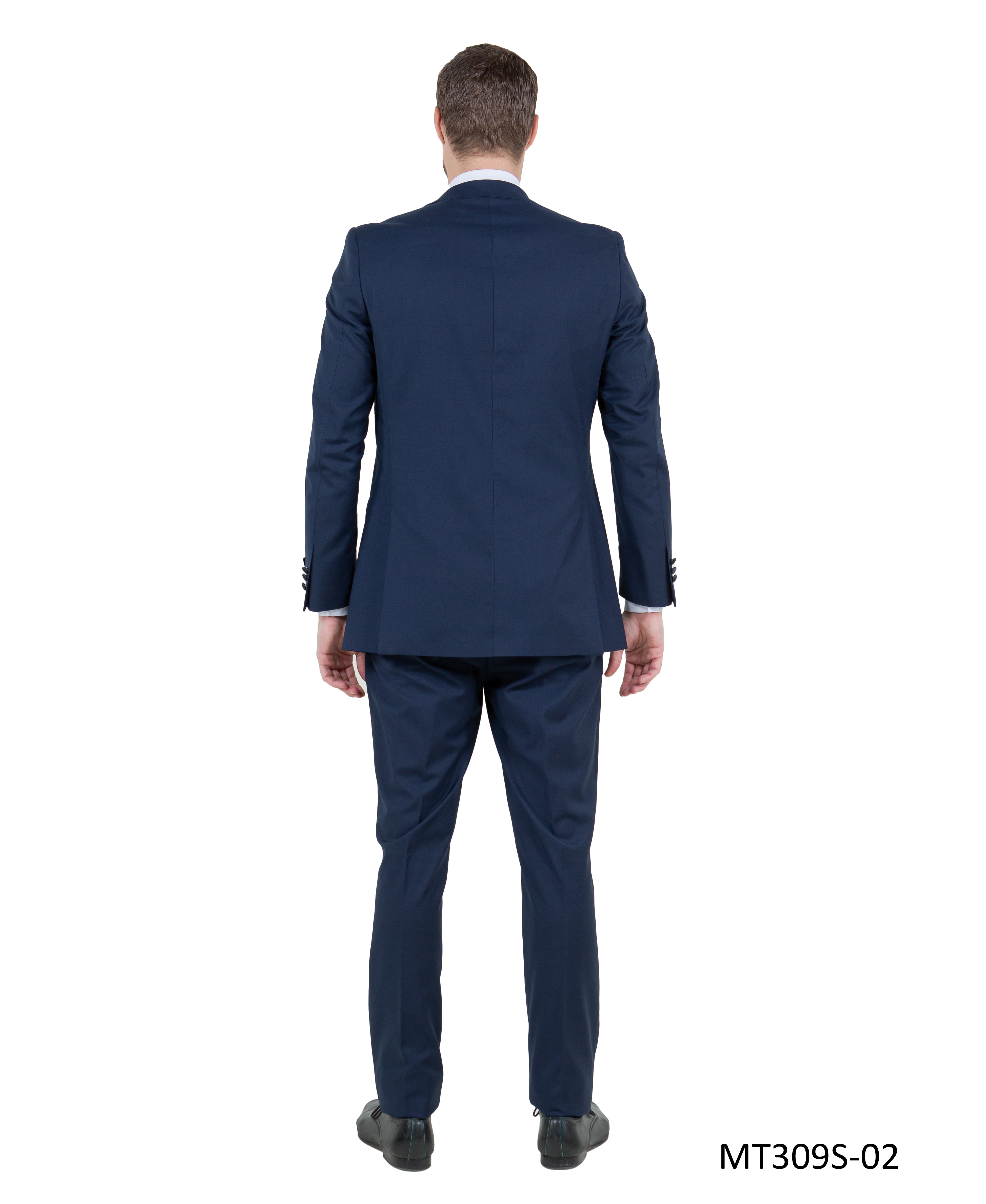 Navy on Navy Satin Peak Lapel With Satin Trim Slim Fit 2 Piece