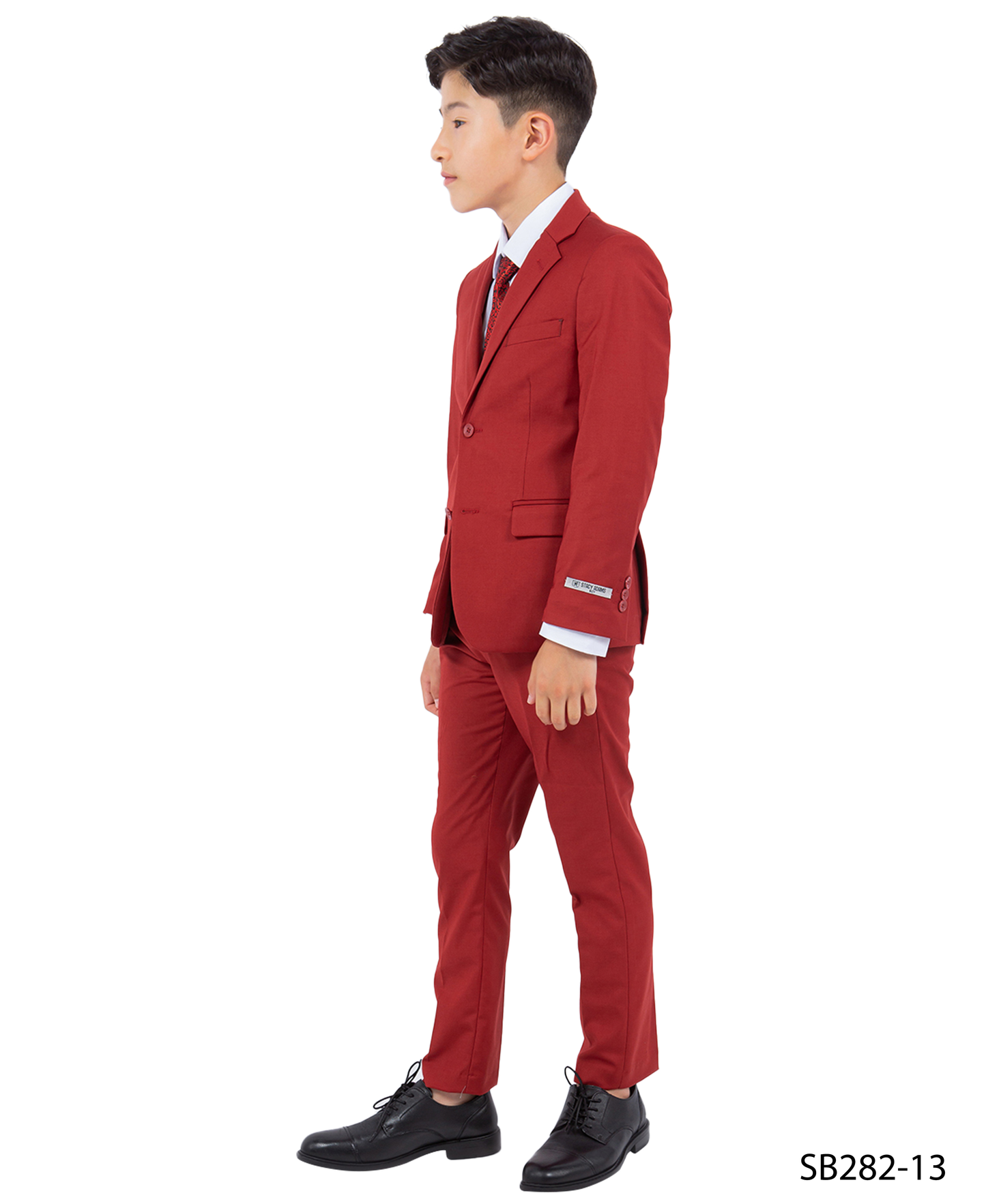Solid Brick Notch Lapel 5 Piece Slim Fit Stacy Adams Boy's Suit