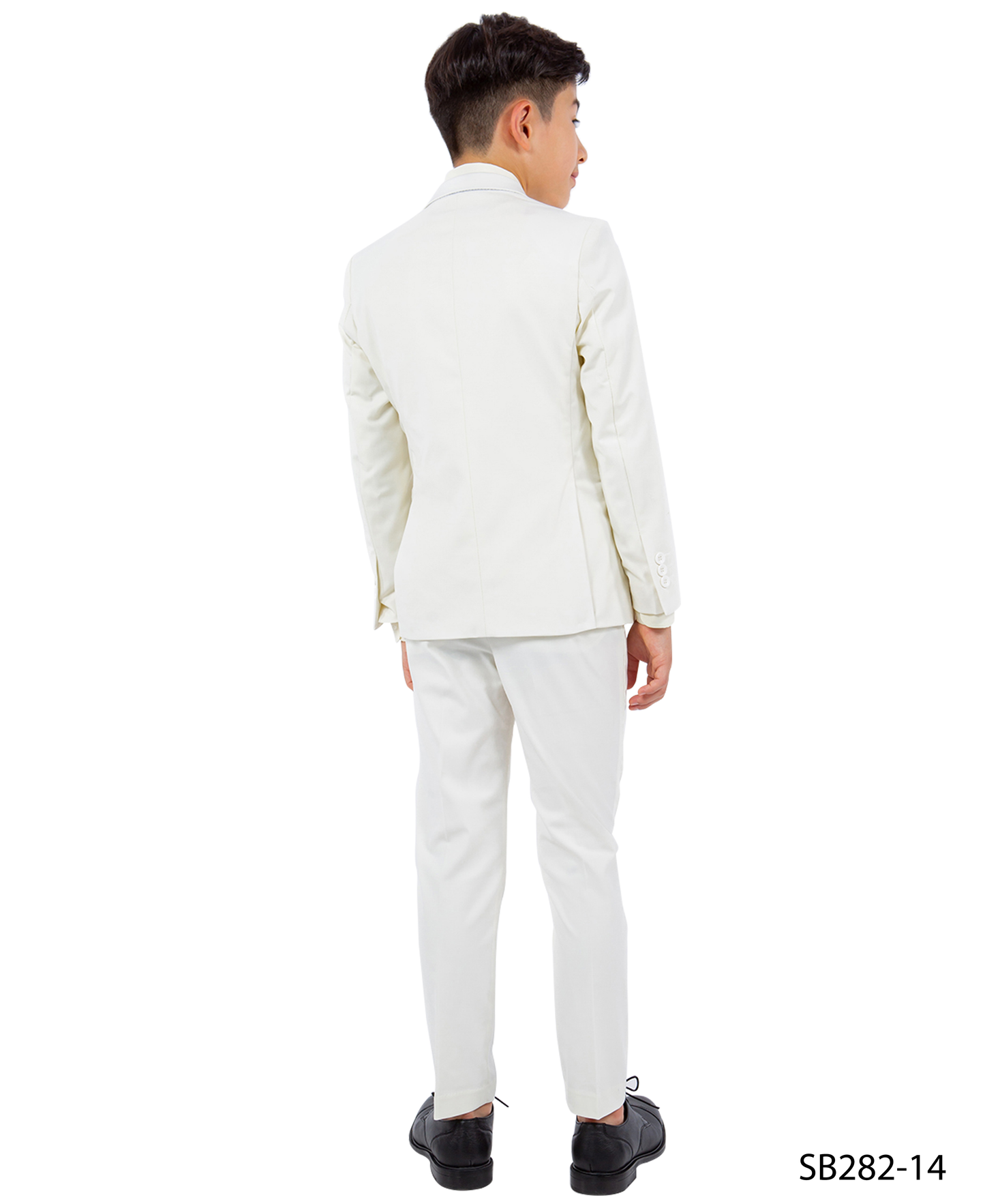 Solid Ivory Notch Lapel 5 Piece Slim Fit Stacy Adams Boy's Suit