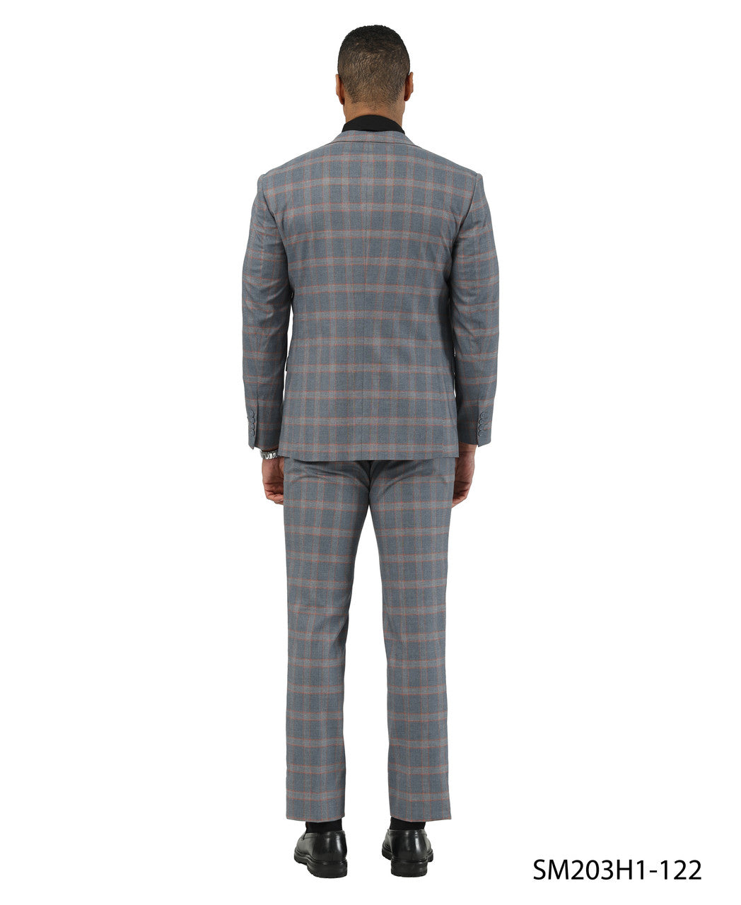Orange/Grey Plaid Notch Lapel 3 Piece Stacy Adams Men' Suit