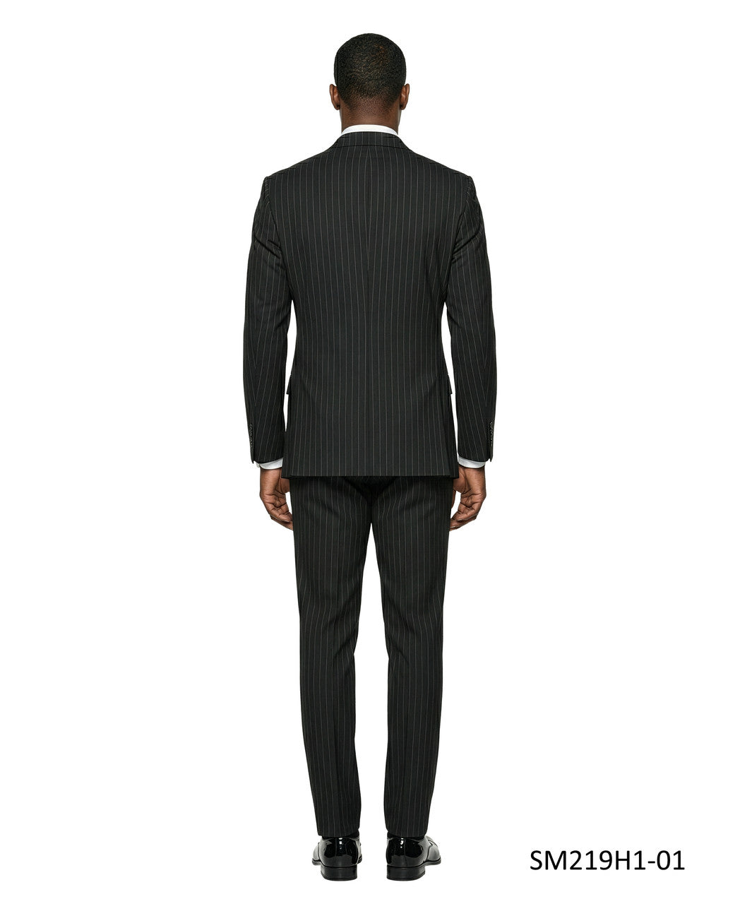 Black Double Breatsed Pinstripe Peak Lapel 2 Piece Stacy Adams Men's Suit