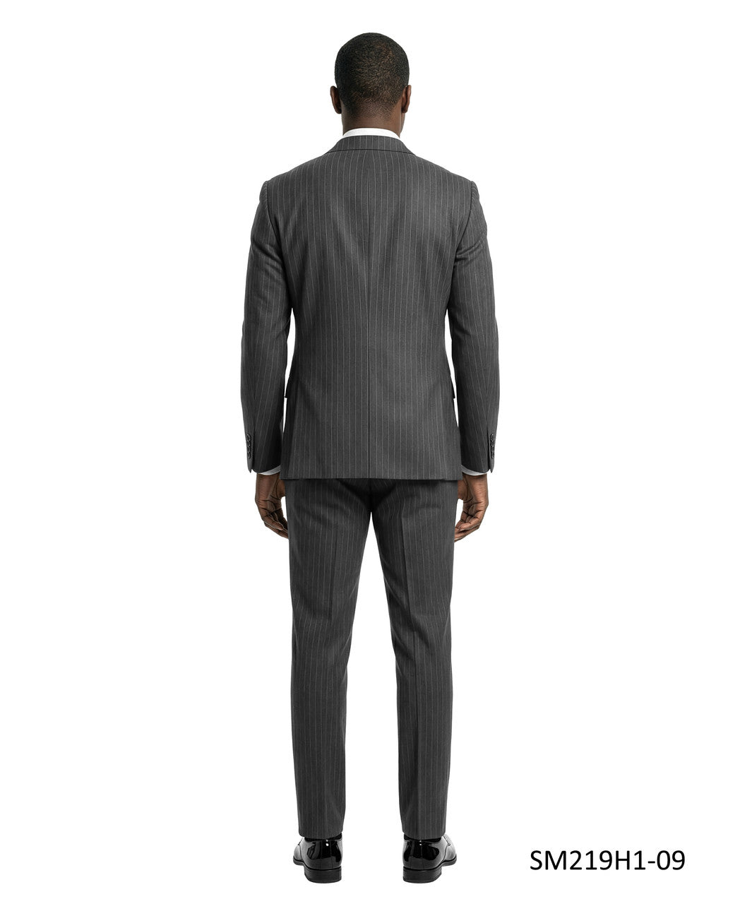 Charcoal Double Breatsed Pinstripe Peak Lapel 2 Piece Stacy Adams Men's Suit