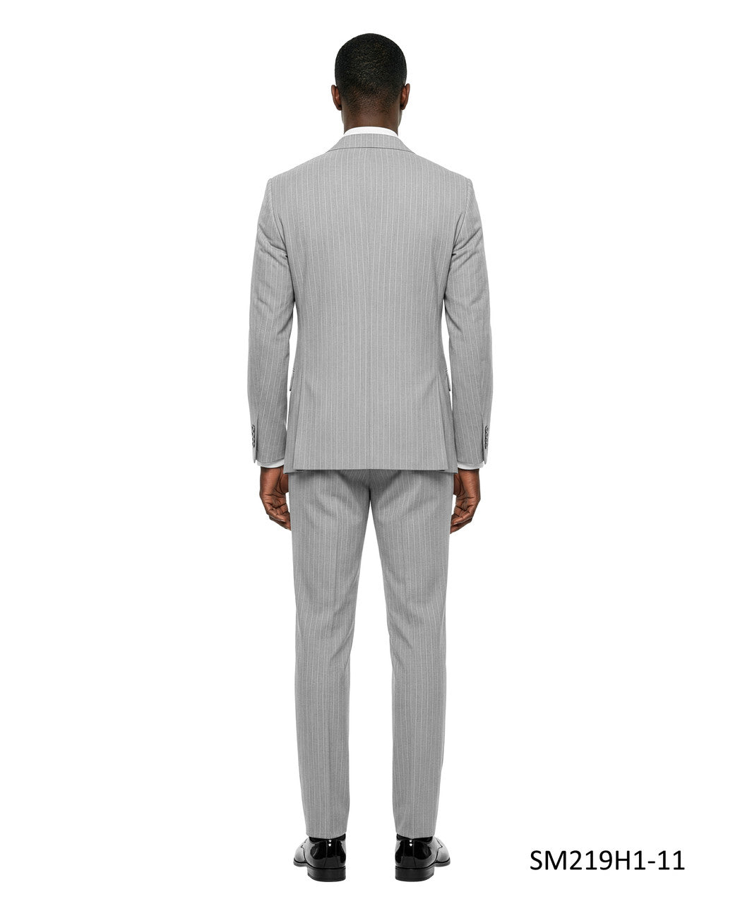 Light Grey Double Breatsed Pinstripe Peak Lapel 2 Piece Stacy Adams Men's Suit