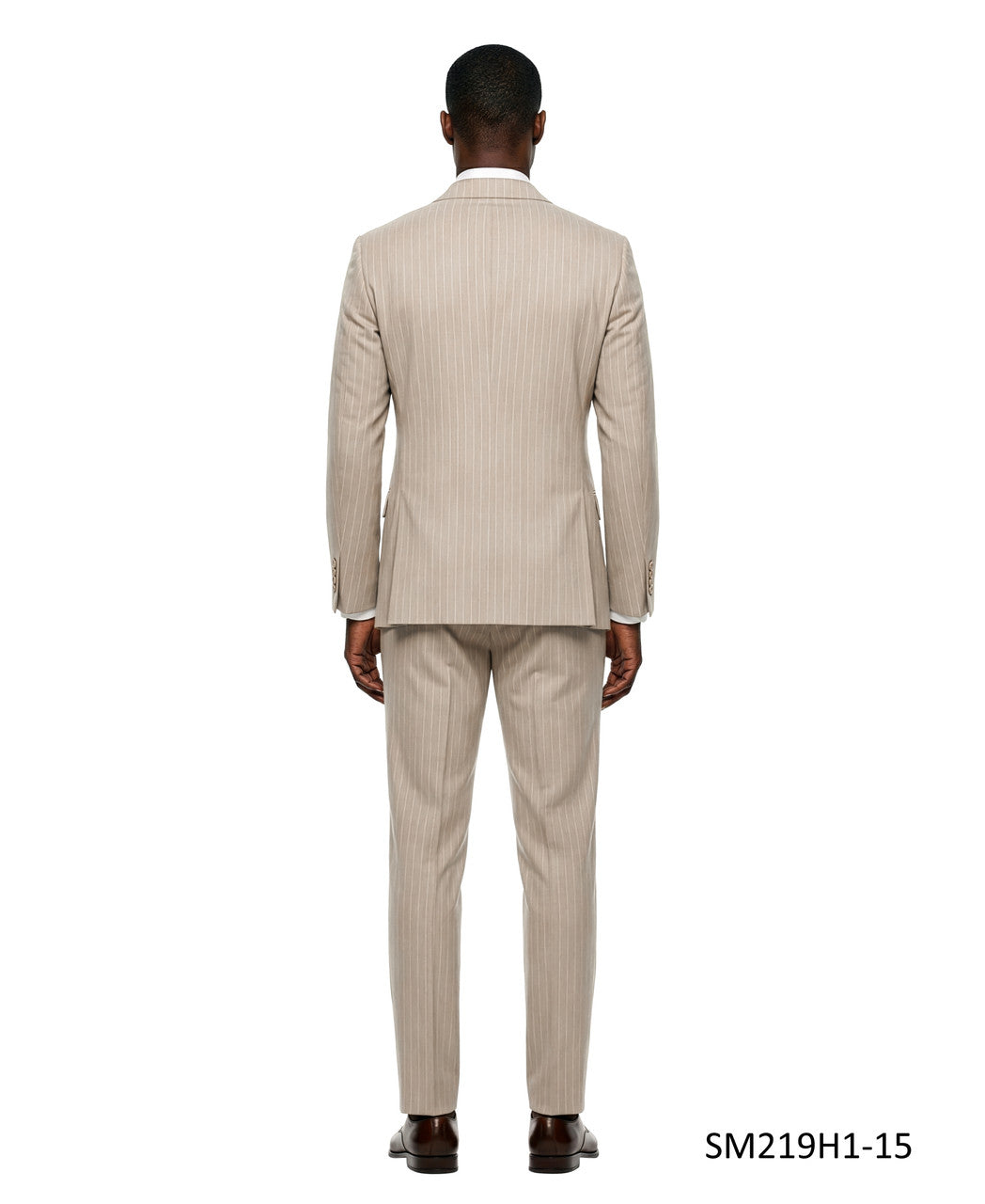 Tan Double Breatsed Pinstripe Peak Lapel 2 Piece Stacy Adams Men's Suit