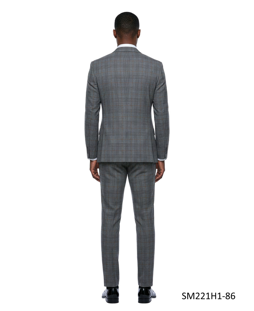Grey Windowpane Plaid Notch Lapel 3 Piece Stacy Adams Men's Suit