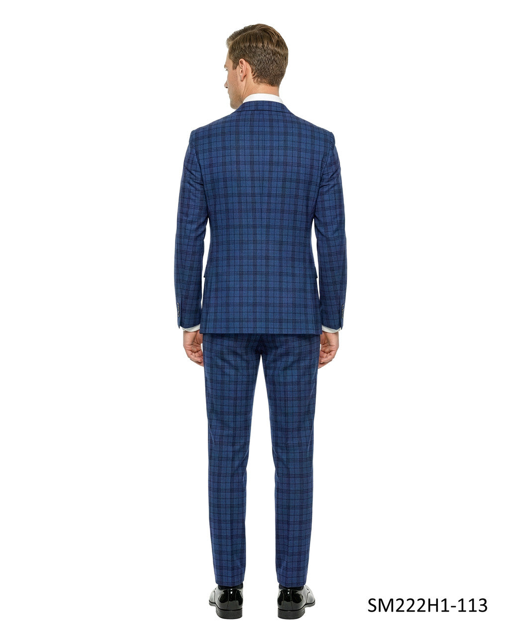 Blue Double Breatsed Plaid Peak Lapel 2 Piece Stacy Adams Men's Suit