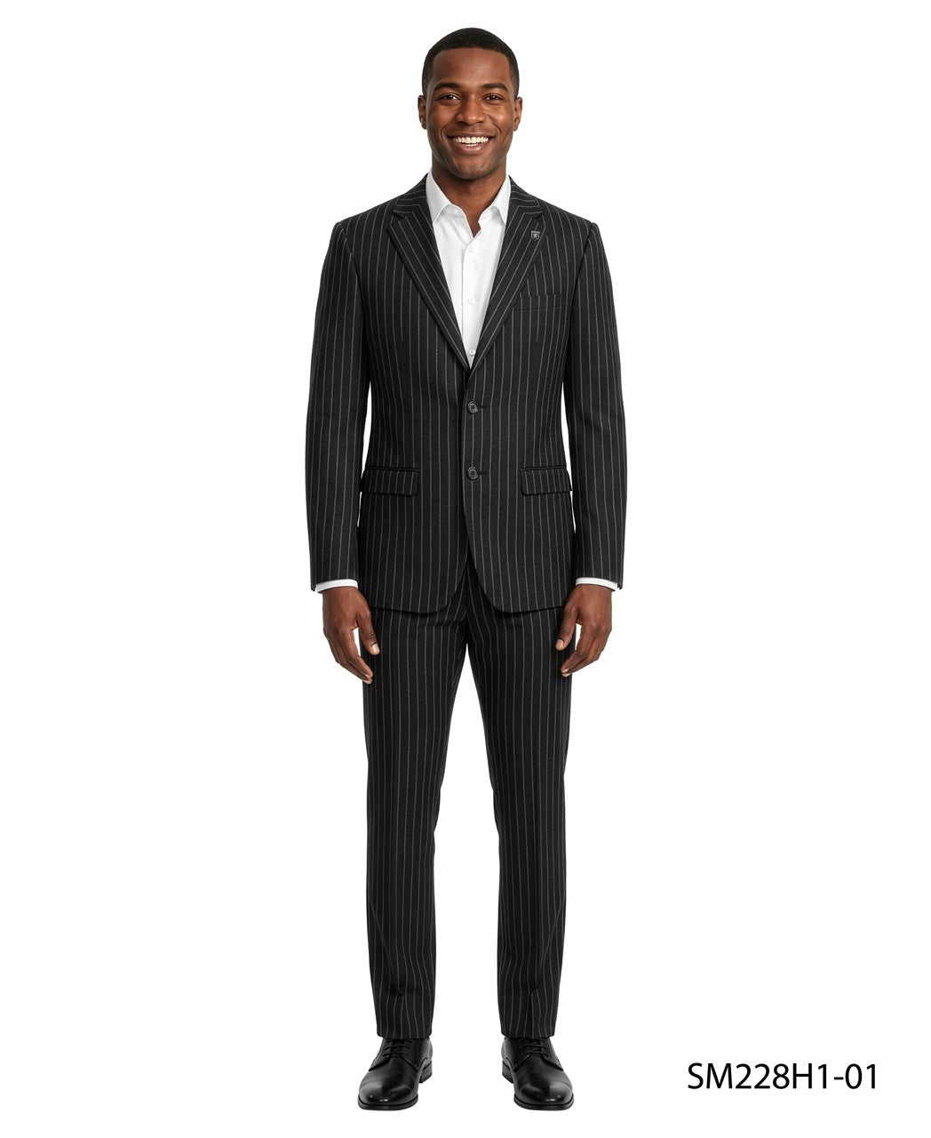 Black Pinstripe Peak Lapel 2 Piece Stacy Adams Men's Suit