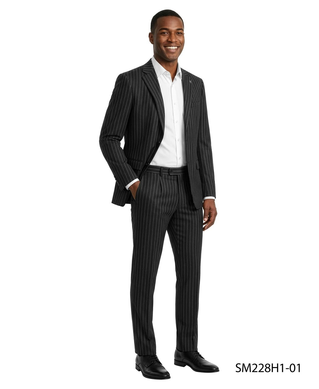 Black Pinstripe Peak Lapel 2 Piece Stacy Adams Men's Suit