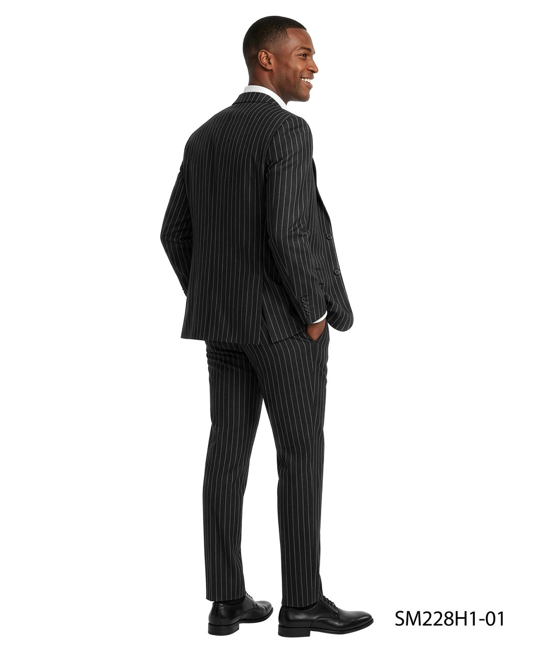 Black Pinstripe Peak Lapel 2 Piece Stacy Adams Men's Suit