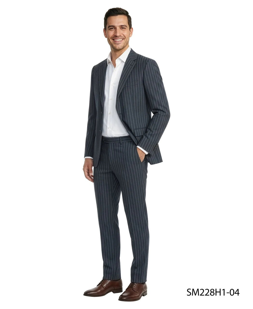 Navy Pinstripe Peak Lapel 2 Piece Stacy Adams Men's Suit