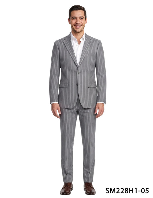 Grey Pinstripe Peak Lapel 2 Piece Stacy Adams Men's Suit