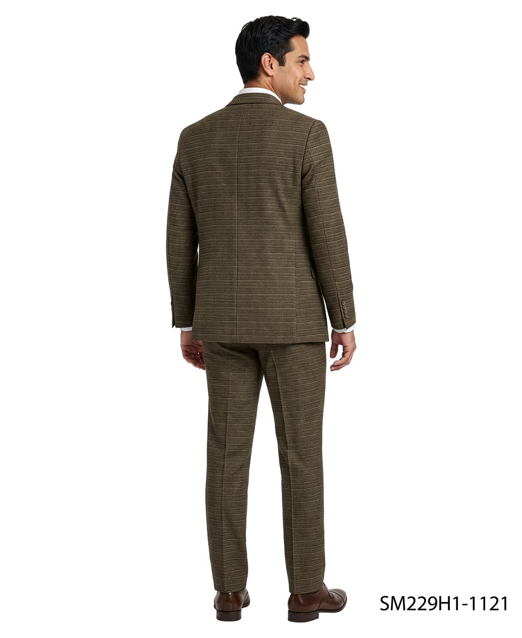 Brown Micro-Grid Textured Notch Lapel 3 Piece Stacy Adams Men's Suit