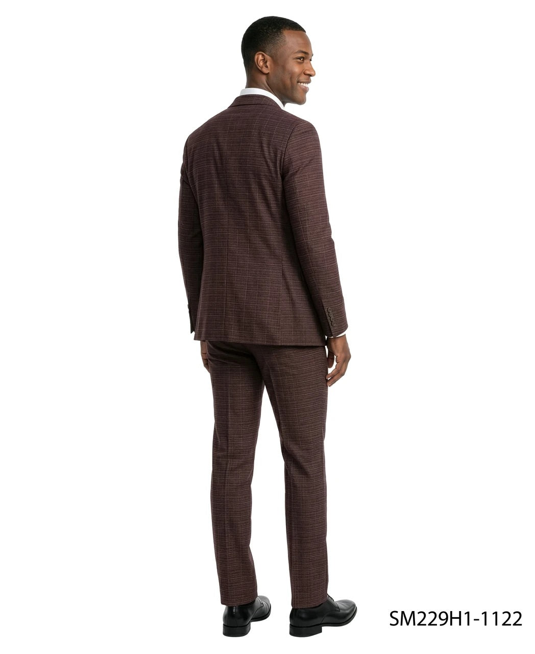 Burgundy Micro-Grid Textured Notch Lapel 3 Piece Stacy Adams Men's Suit