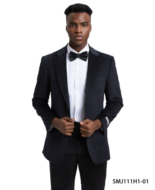 Black Velvet  Notch Lapel Stacy Adams Men's Hybrid Jacket