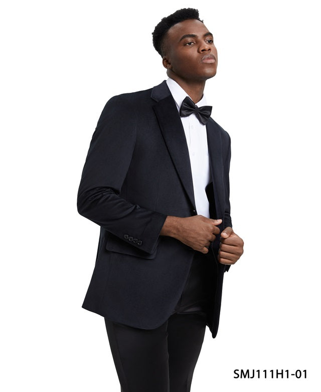 Black Velvet  Notch Lapel Stacy Adams Men's Hybrid Jacket