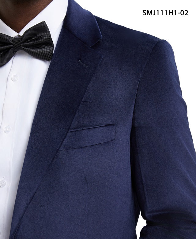 Navy Velvet  Notch Lapel Stacy Adams Men's Hybrid Jacket