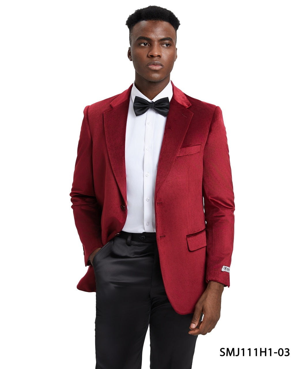 Wine Velvet  Notch Lapel Stacy Adams Men's Hybrid Jacket