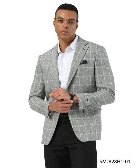 Green Windowpane Notch Lapel Stacy Adams Men's Jacket