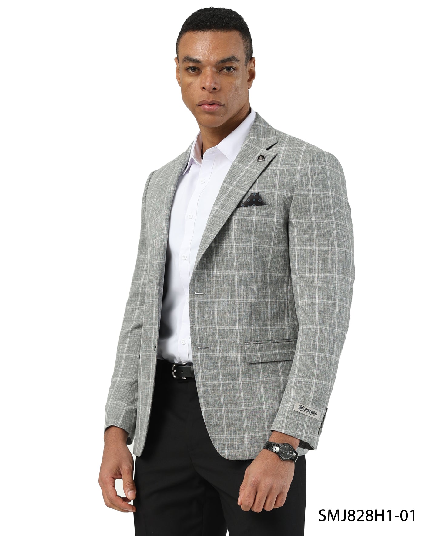 Green Windowpane Notch Lapel Stacy Adams Men's Jacket