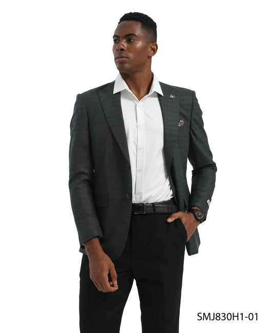 Green Glen Plaid Peak Lapel Stacy Adams Men's Jacket