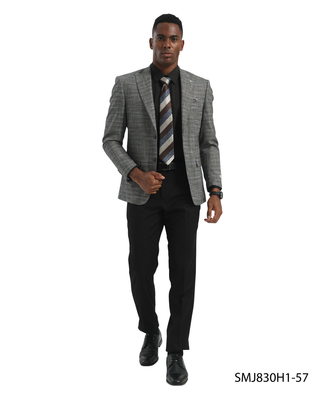 Grey Glen Plaid Peak Lapel Stacy Adams Men's Jacket