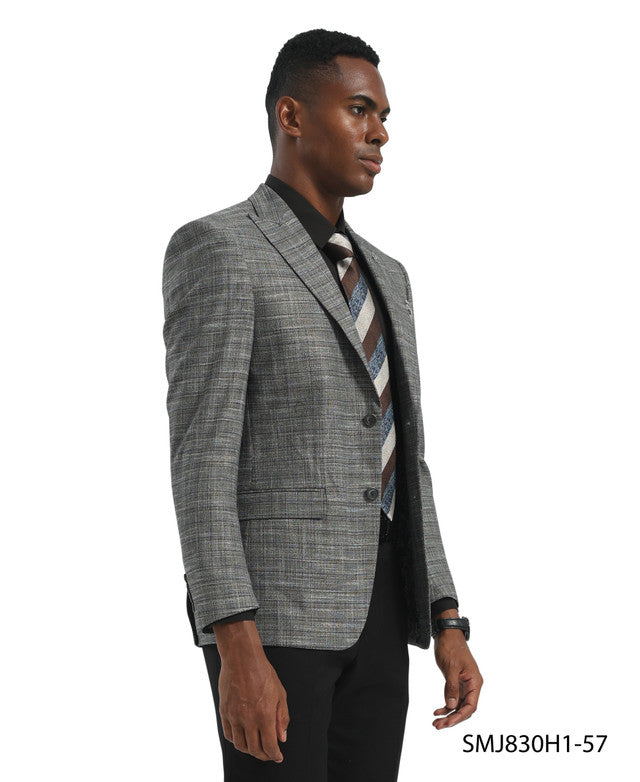 Grey Glen Plaid Peak Lapel Stacy Adams Men's Jacket
