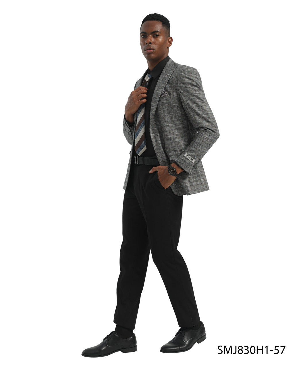 Grey Glen Plaid Peak Lapel Stacy Adams Men's Jacket