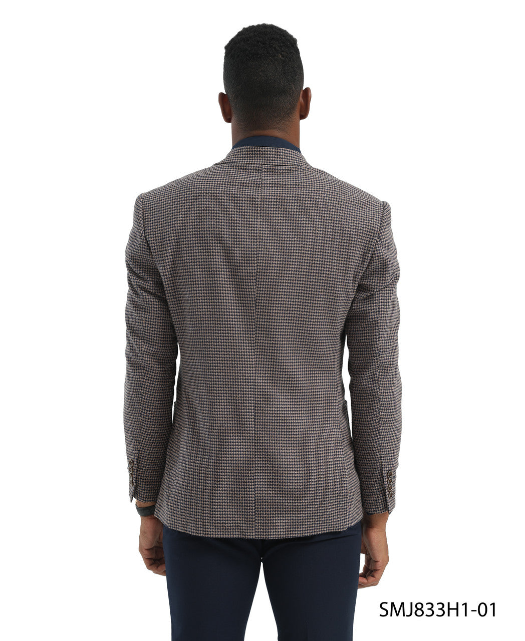 Navy Houndstooth Peak Lapel Stacy Adams Men's Jacket