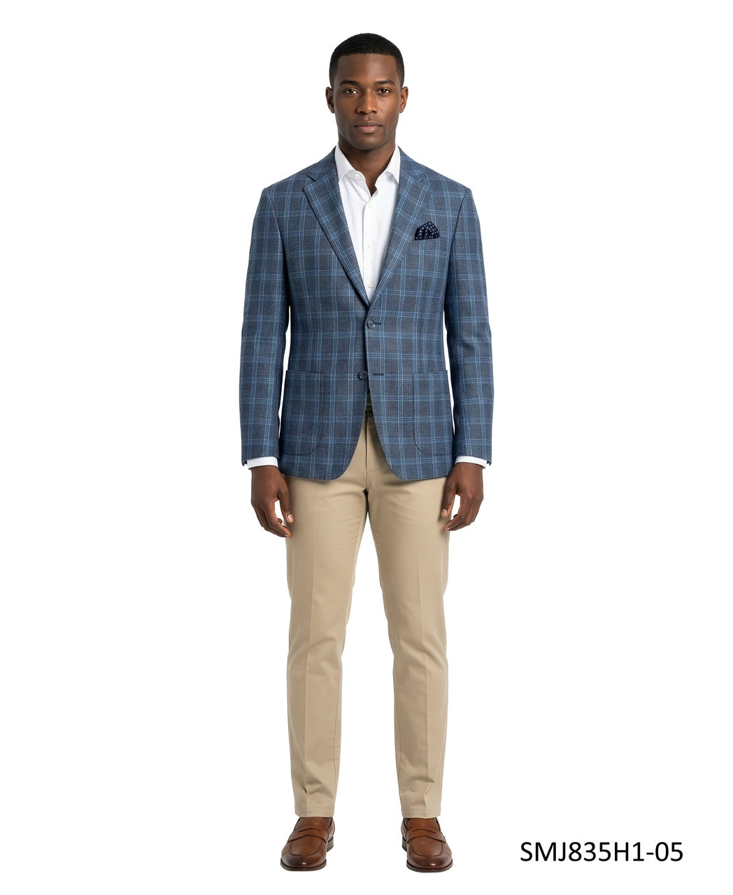 Blue Glen Plaid Notch Lapel Stacy Adams Men's Jacket