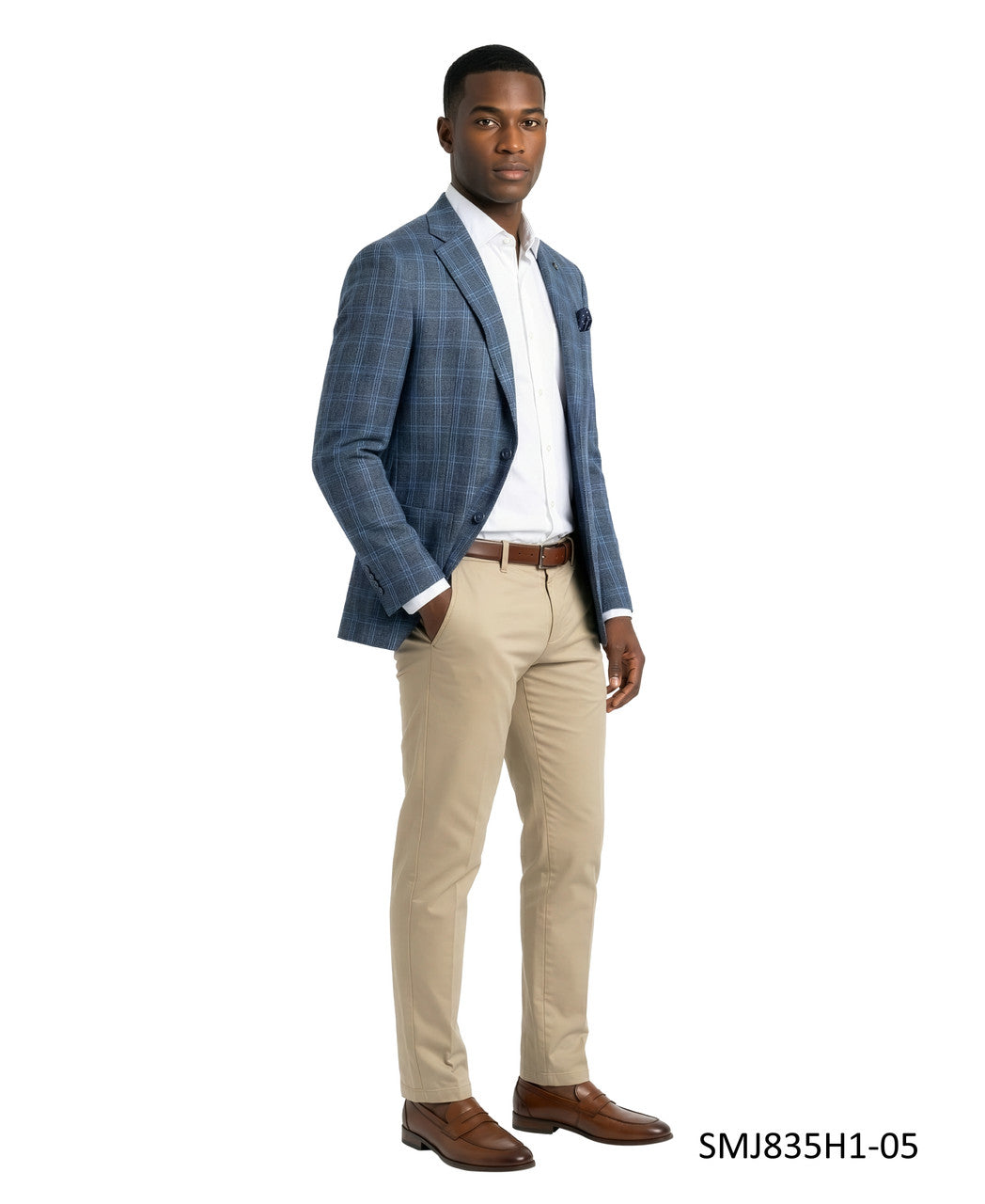 Blue Glen Plaid Notch Lapel Stacy Adams Men's Jacket