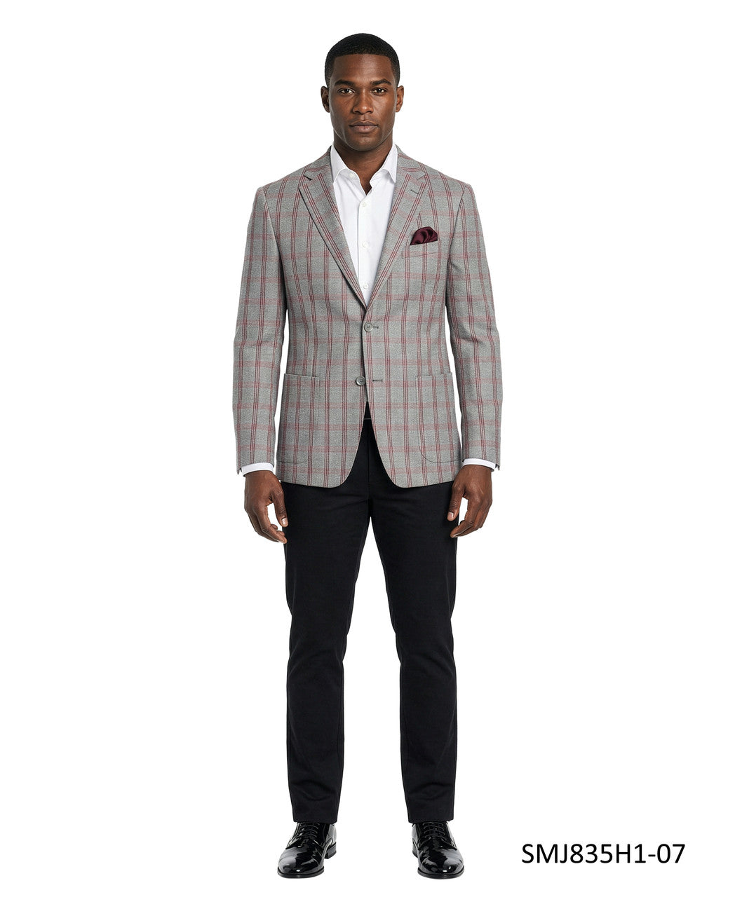 Light Grey Glen Plaid Notch Lapel Stacy Adams Men's Jacket