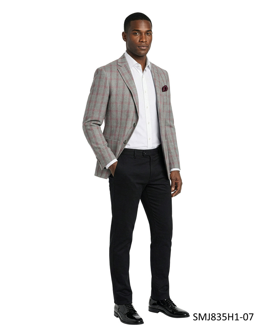 Light Grey Glen Plaid Notch Lapel Stacy Adams Men's Jacket