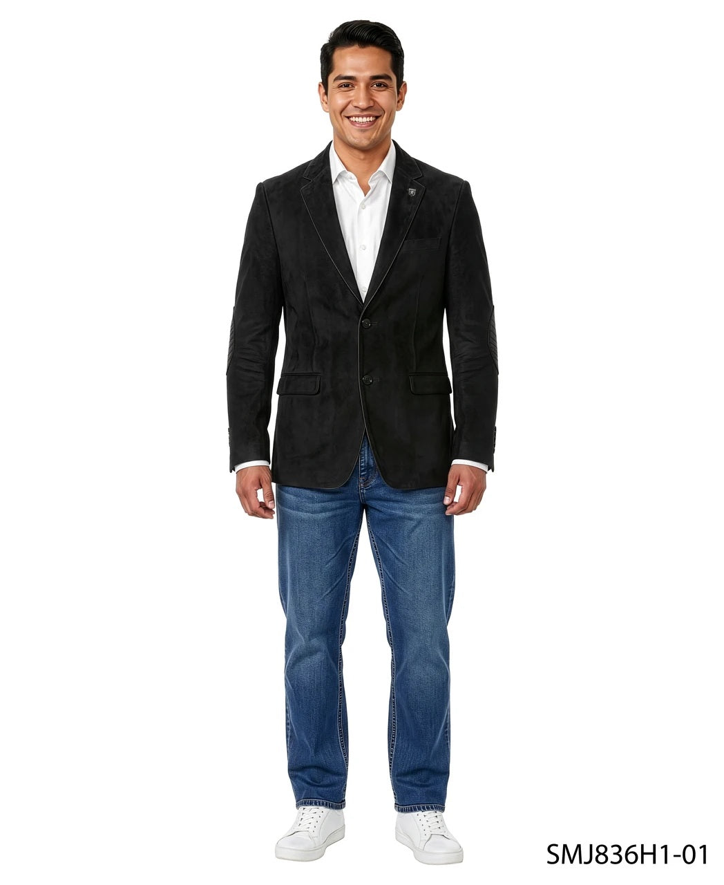 Black Suede w/ Crocodile Trim & Elbow Patch Stacy Adams Men's Jacket