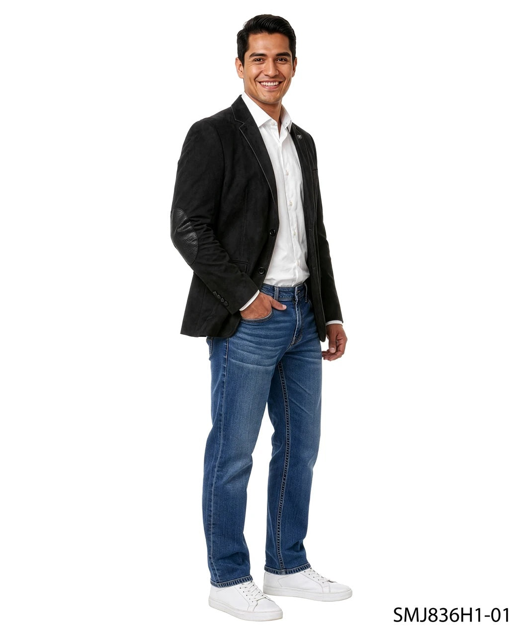 Black Suede w/ Crocodile Trim & Elbow Patch Stacy Adams Men's Jacket