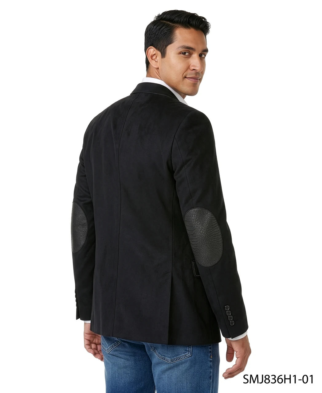 Black Suede w/ Crocodile Trim & Elbow Patch Stacy Adams Men's Jacket