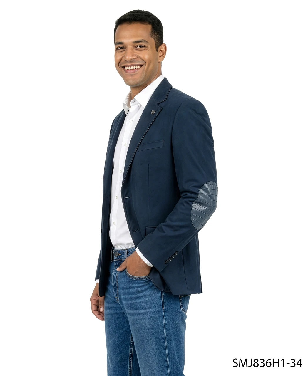 Navy Suede w/ Crocodile Trim & Elbow Patch Stacy Adams Men's Jacket