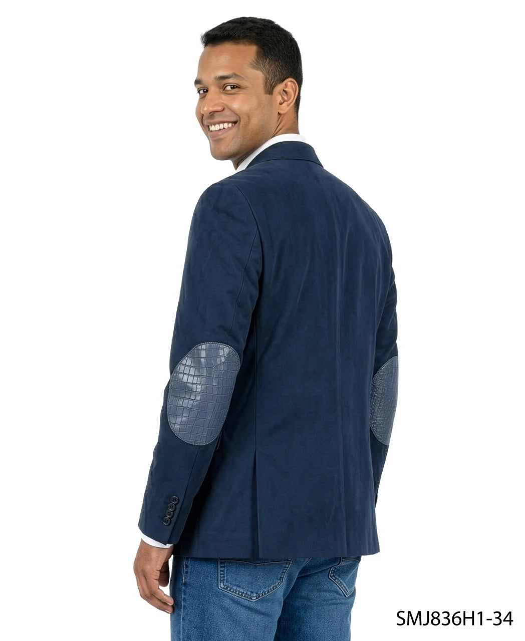 Navy Suede w/ Crocodile Trim & Elbow Patch Stacy Adams Men's Jacket
