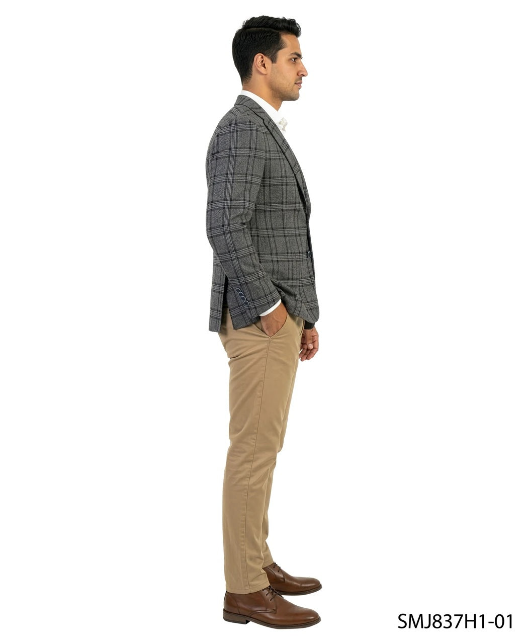 Grey Glen Plaid Notch Lapel Stacy Adams Men's Jacket