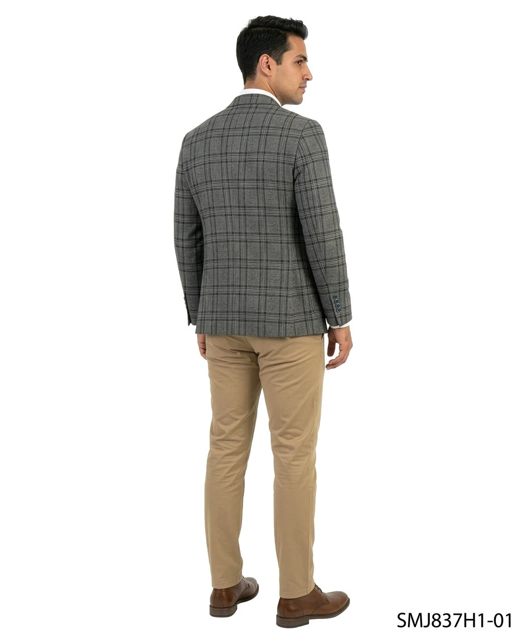 Grey Glen Plaid Notch Lapel Stacy Adams Men's Jacket