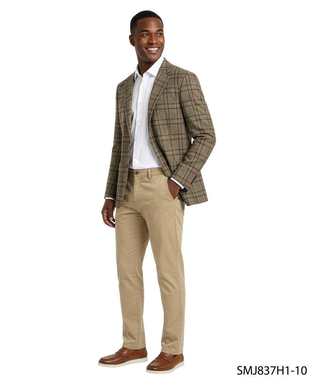 Brown Glen Plaid Notch Lapel Stacy Adams Men's Jacket