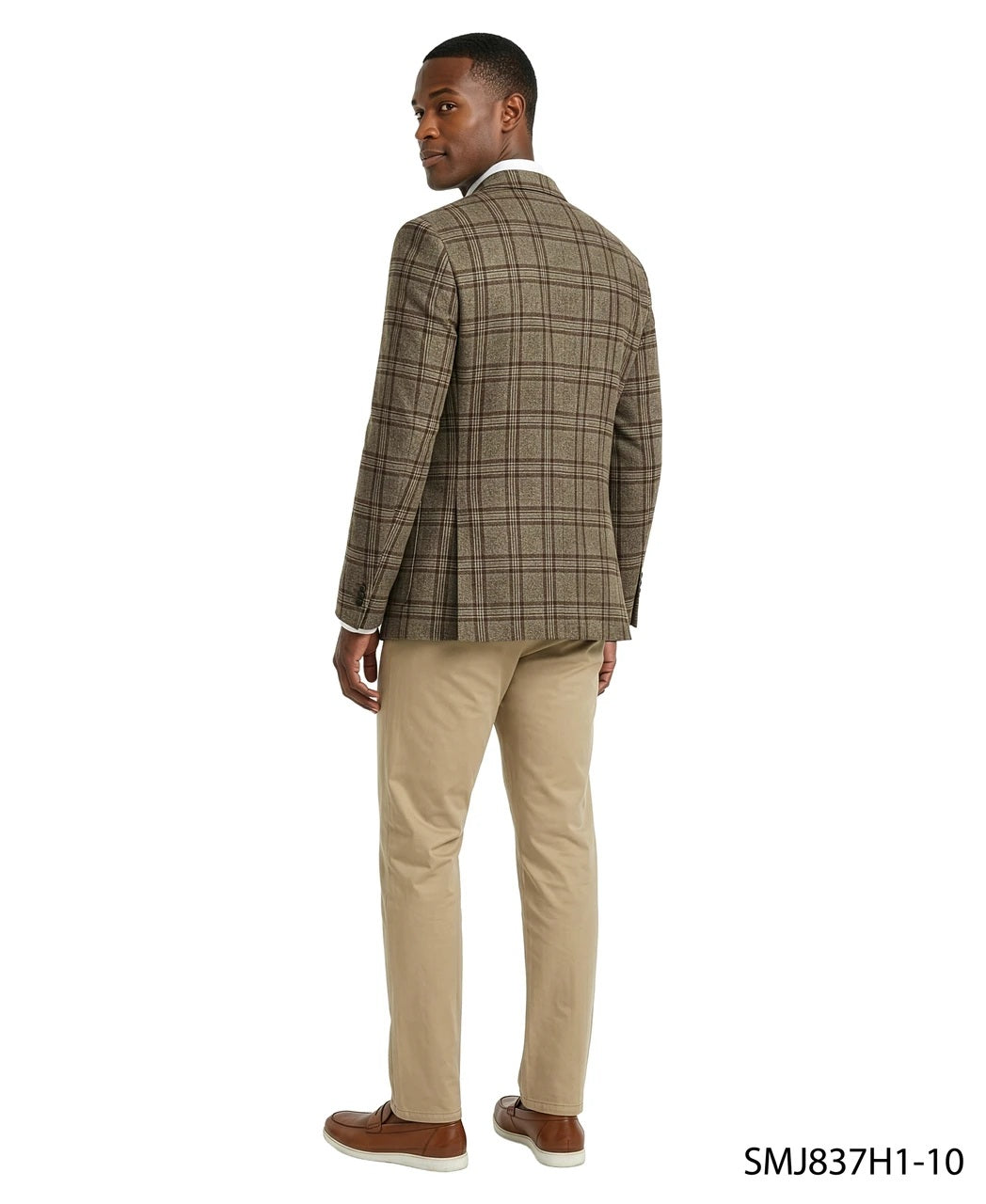 Brown Glen Plaid Notch Lapel Stacy Adams Men's Jacket